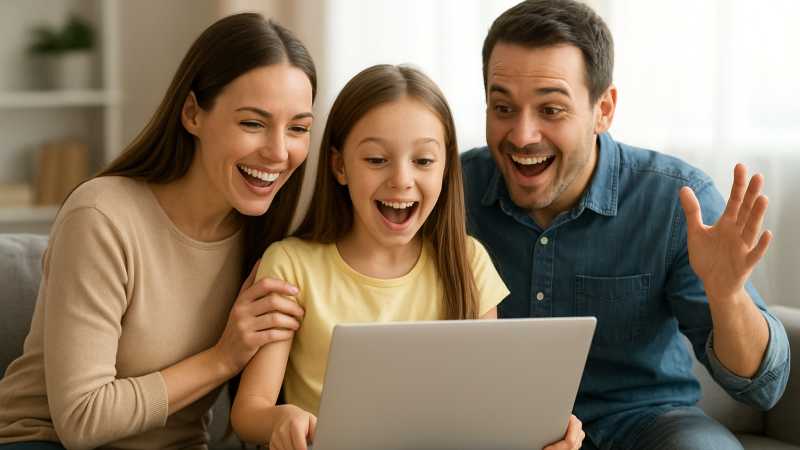 Family with a computer